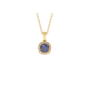 Pendentif saphir coussin et diamants naturels ronds 0.76 carat or jaune 14 carats Mirabella